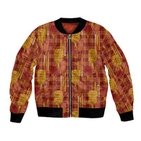 Aloha Hawaii Vintage Kahili Pa'a Lima Bomber Jacket Palaka Print Hilo Royal Red-Yellow