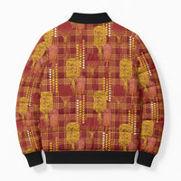 Aloha Hawaii Vintage Kahili Pa'a Lima Bomber Puffer Jacket Palaka Print Hilo Royal Red-Yellow