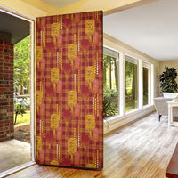 Aloha Hawaii Vintage Kahili Pa'a Lima Door Cover Palaka Print Hilo Royal Red-Yellow