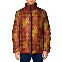 Aloha Hawaii Vintage Kahili Pa'a Lima Padded Jacket Palaka Print Hilo Royal Red-Yellow