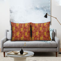 Aloha Hawaii Vintage Kahili Pa'a Lima Pillow Cover Palaka Print Hilo Royal Red-Yellow