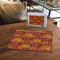 Aloha Hawaii Vintage Kahili Pa'a Lima Puzzle Palaka Print Hilo Royal Red-Yellow