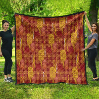 Aloha Hawaii Vintage Kahili Pa'a Lima Quilt Palaka Print Hilo Royal Red-Yellow