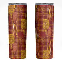 Aloha Hawaii Vintage Kahili Pa'a Lima Skinny Tumbler Palaka Print Hilo Royal Red-Yellow