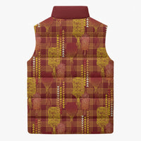 Aloha Hawaii Vintage Kahili Pa'a Lima Sleeveless Puffer Jacket Palaka Print Hilo Royal Red-Yellow