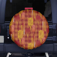 Aloha Hawaii Vintage Kahili Pa'a Lima Spare Tire Cover Palaka Print Hilo Royal Red-Yellow
