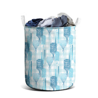 Aloha Hawaii Vintage Kahili Pa'a Lima Laundry Basket Palaka Print Oceanic Turquoise