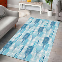 Aloha Hawaii Vintage Kahili Pa'a Lima Area Rug Palaka Print Oceanic Turquoise
