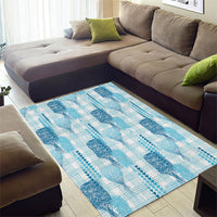 Aloha Hawaii Vintage Kahili Pa'a Lima Area Rug Palaka Print Oceanic Turquoise