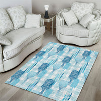 Aloha Hawaii Vintage Kahili Pa'a Lima Area Rug Palaka Print Oceanic Turquoise