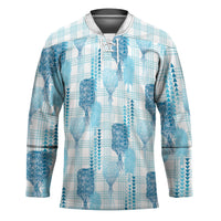 Aloha Hawaii Vintage Kahili Pa'a Lima Hockey Jersey Palaka Print Oceanic Turquoise