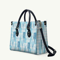 Aloha Hawaii Vintage Kahili Pa'a Lima Leather Bag Palaka Print Oceanic Turquoise