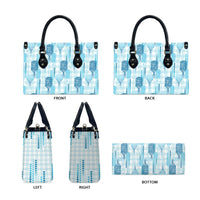 Aloha Hawaii Vintage Kahili Pa'a Lima Leather Bag Palaka Print Oceanic Turquoise