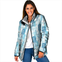 Aloha Hawaii Vintage Kahili Pa'a Lima Padded Jacket Palaka Print Oceanic Turquoise