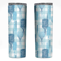 Aloha Hawaii Vintage Kahili Pa'a Lima Skinny Tumbler Palaka Print Oceanic Turquoise