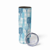 Aloha Hawaii Vintage Kahili Pa'a Lima Skinny Tumbler Palaka Print Oceanic Turquoise