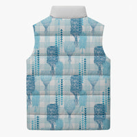 Aloha Hawaii Vintage Kahili Pa'a Lima Sleeveless Puffer Jacket Palaka Print Oceanic Turquoise