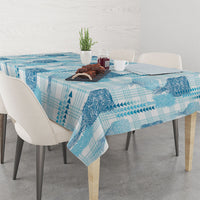 Aloha Hawaii Vintage Kahili Pa'a Lima Tablecloth Palaka Print Oceanic Turquoise
