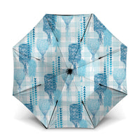 Aloha Hawaii Vintage Kahili Pa'a Lima Umbrella Palaka Print Oceanic Turquoise