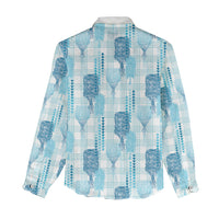 Aloha Hawaii Vintage Kahili Pa'a Lima Women Casual Shirt Palaka Print Oceanic Turquoise