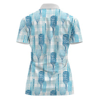 Aloha Hawaii Vintage Kahili Pa'a Lima Women Polo Shirt Palaka Print Oceanic Turquoise