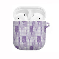 Aloha Hawaii Vintage Kahili Pa'a Lima AirPods Case Palaka Print Pastel Lavender