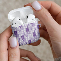 Aloha Hawaii Vintage Kahili Pa'a Lima AirPods Case Palaka Print Pastel Lavender