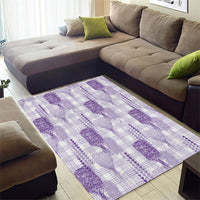 Aloha Hawaii Vintage Kahili Pa'a Lima Area Rug Palaka Print Pastel Lavender