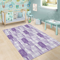 Aloha Hawaii Vintage Kahili Pa'a Lima Area Rug Palaka Print Pastel Lavender