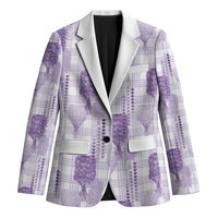 Aloha Hawaii Vintage Kahili Pa'a Lima Blazer Palaka Print Pastel Lavender