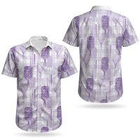 Aloha Hawaii Vintage Kahili Pa'a Lima Couples Matching Short Sleeve Bodycon Dress and Hawaiian Shirt Palaka Print Pastel Lavender