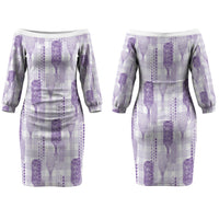 Aloha Hawaii Vintage Kahili Pa'a Lima Family Matching Off The Shoulder Long Sleeve Dress and Hawaiian Shirt Palaka Print Pastel Lavender