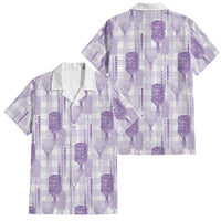 Aloha Hawaii Vintage Kahili Pa'a Lima Family Matching Off The Shoulder Long Sleeve Dress and Hawaiian Shirt Palaka Print Pastel Lavender
