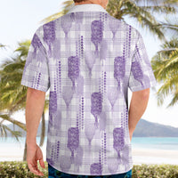 Aloha Hawaii Vintage Kahili Pa'a Lima Hawaiian Shirt Palaka Print Pastel Lavender