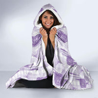 Aloha Hawaii Vintage Kahili Pa'a Lima Hooded Blanket Palaka Print Pastel Lavender