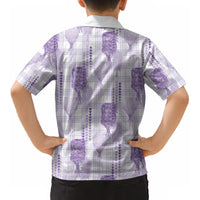 Aloha Hawaii Vintage Kahili Pa'a Lima Kid Hawaiian Shirt Palaka Print Pastel Lavender