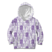 Aloha Hawaii Vintage Kahili Pa'a Lima Kid Hoodie Palaka Print Pastel Lavender