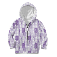 Aloha Hawaii Vintage Kahili Pa'a Lima Kid Hoodie Palaka Print Pastel Lavender