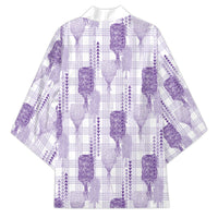 Aloha Hawaii Vintage Kahili Pa'a Lima Kimono Palaka Print Pastel Lavender
