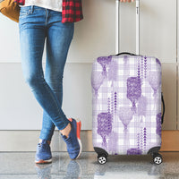 Aloha Hawaii Vintage Kahili Pa'a Lima Luggage Cover Palaka Print Pastel Lavender