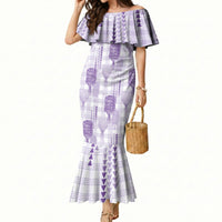 Aloha Hawaii Vintage Kahili Pa'a Lima Mermaid Dress Palaka Print Pastel Lavender