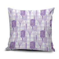 Aloha Hawaii Vintage Kahili Pa'a Lima Pillow Cover Palaka Print Pastel Lavender