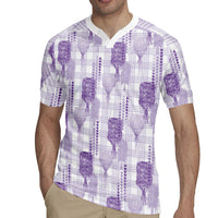 Aloha Hawaii Vintage Kahili Pa'a Lima Rugby Jersey Palaka Print Pastel Lavender