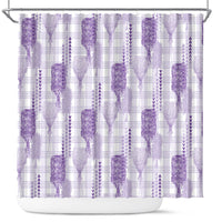 Aloha Hawaii Vintage Kahili Pa'a Lima Shower Curtain Palaka Print Pastel Lavender