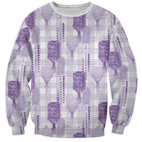 Aloha Hawaii Vintage Kahili Pa'a Lima Sweatshirt Palaka Print Pastel Lavender