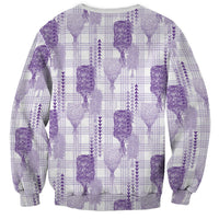 Aloha Hawaii Vintage Kahili Pa'a Lima Sweatshirt Palaka Print Pastel Lavender