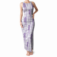 Aloha Hawaii Vintage Kahili Pa'a Lima Tank Maxi Dress Palaka Print Pastel Lavender
