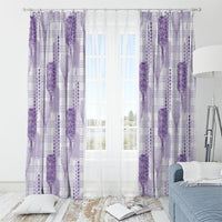 Aloha Hawaii Vintage Kahili Pa'a Lima Window Curtain Palaka Print Pastel Lavender