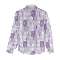 Aloha Hawaii Vintage Kahili Pa'a Lima Women Casual Shirt Palaka Print Pastel Lavender
