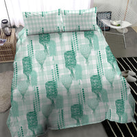Aloha Hawaii Vintage Kahili Pa'a Lima Bedding Set Palaka Print Mossy Teal